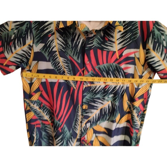 Peacock Sleeves Floral Beach Camp Hawaiian Button Up Shirt Mens Medium - Picture 4 of 4